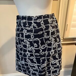 Talbots Navy and White Rope Pattern Mini Skirt